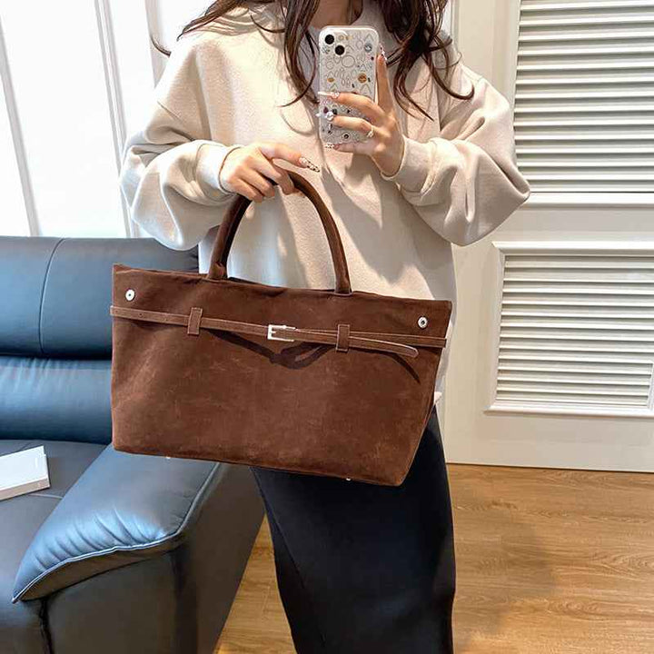 Versatile Suede Tote Bag for Everyday Use and Travel-MODAUTLET