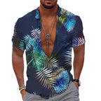 Men's 3D Printed Short Sleeve Lapel Shirt