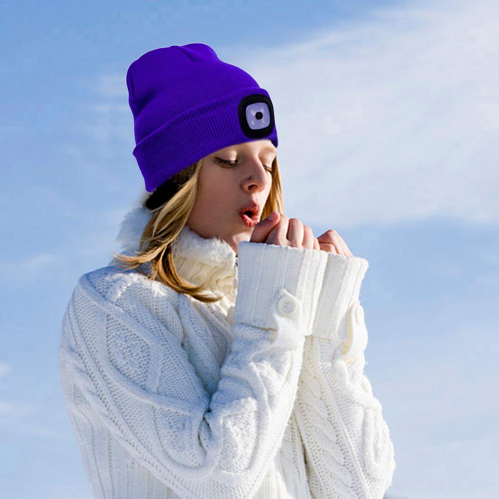 LED-Strickmütze mit Leuchtlicht – Batteriebetriebene gestrickte Beanie