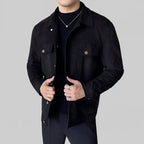 Elegant Long Sleeve Suede Jacket Black