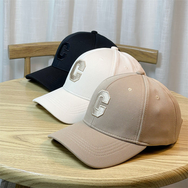 C Letter Embroidered Small Duck Tongue Cap for Stylish Look