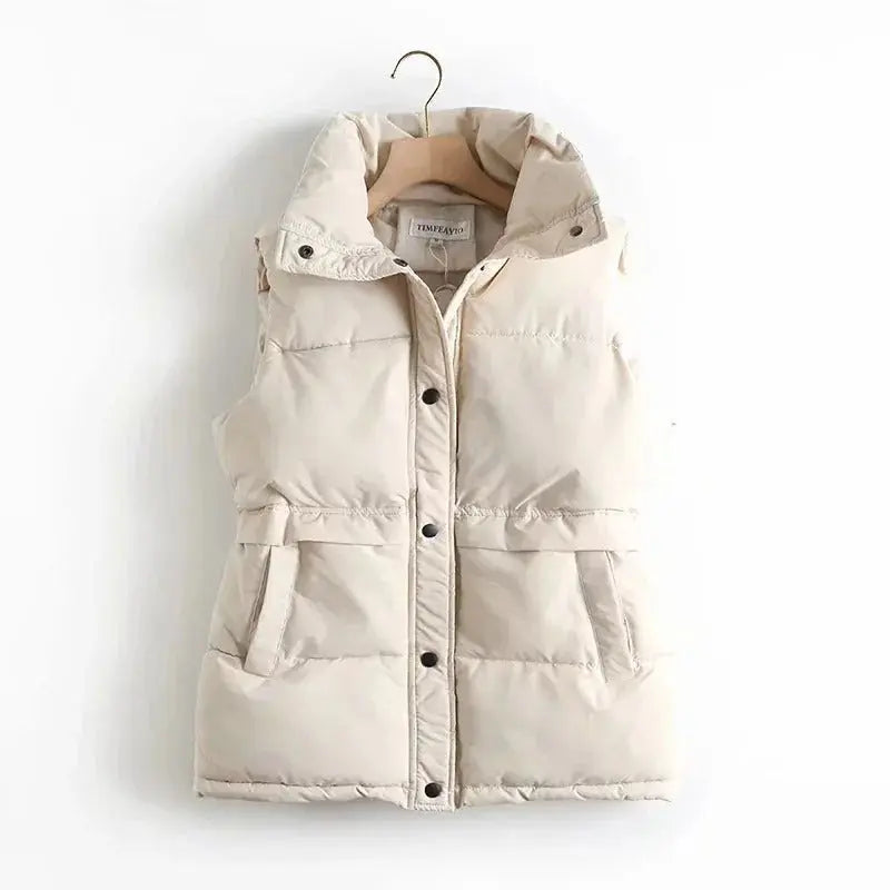Women's Padded Vest - Comfortable and Stylish Beige