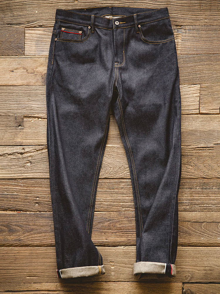 Men's Retro Style Raw Denim Jeans