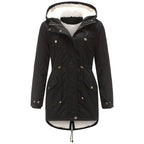 Insulated Fleece-Lined Winter Parka Jacket Black