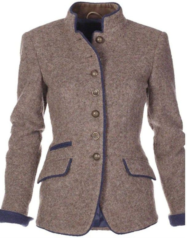Classic Wool Blazer For Women With Tailored Fit And Warmth-MODAUTLET