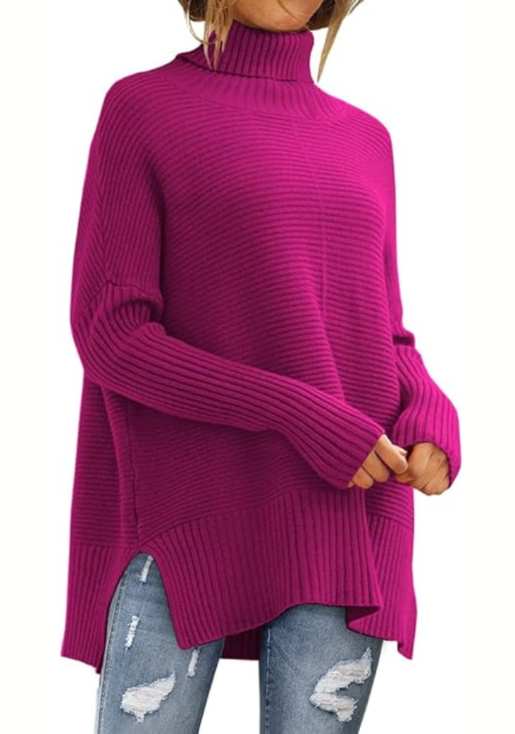 Women's Elegant Turtleneck Sweater Pink