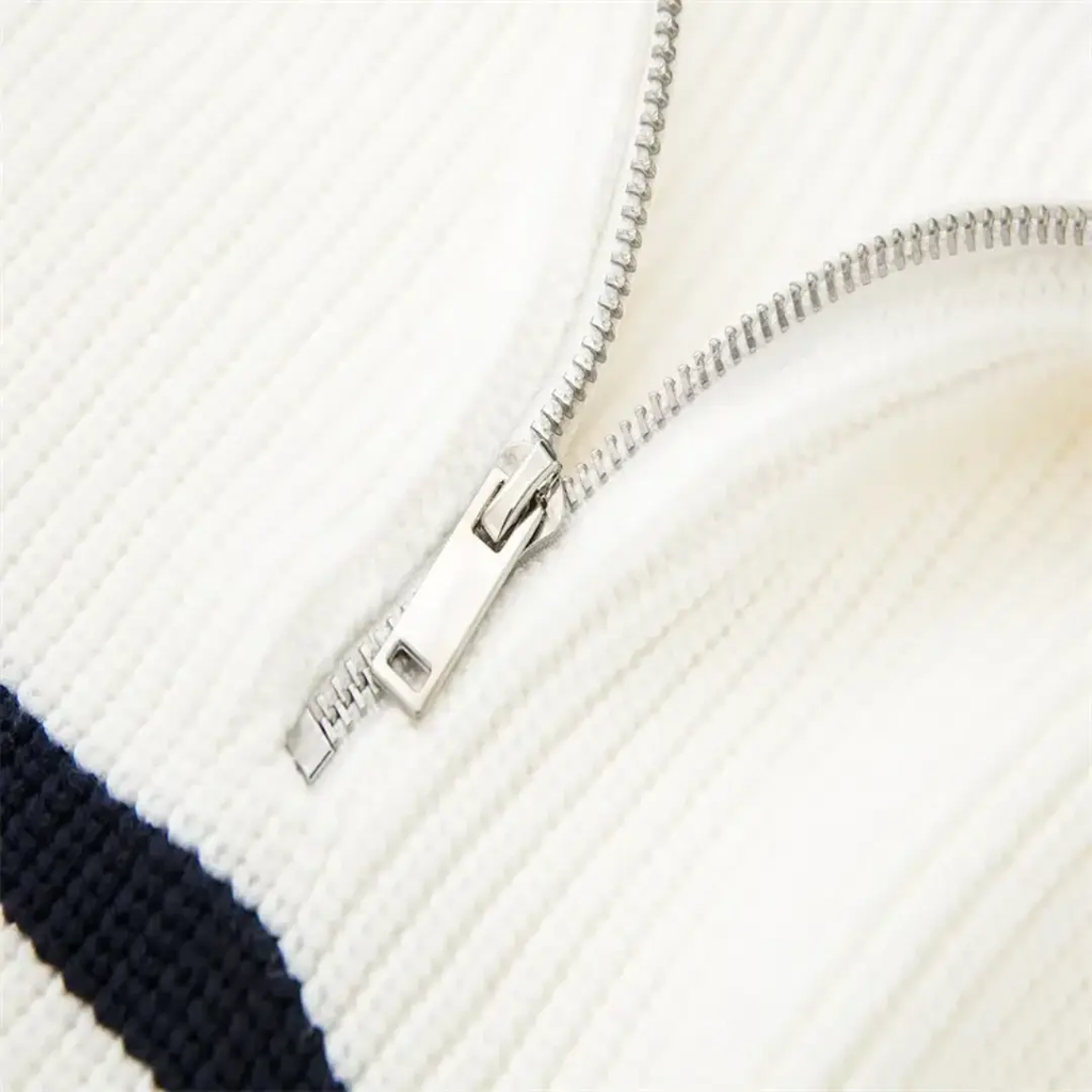 Striped Nordic Zip-Up Sweater