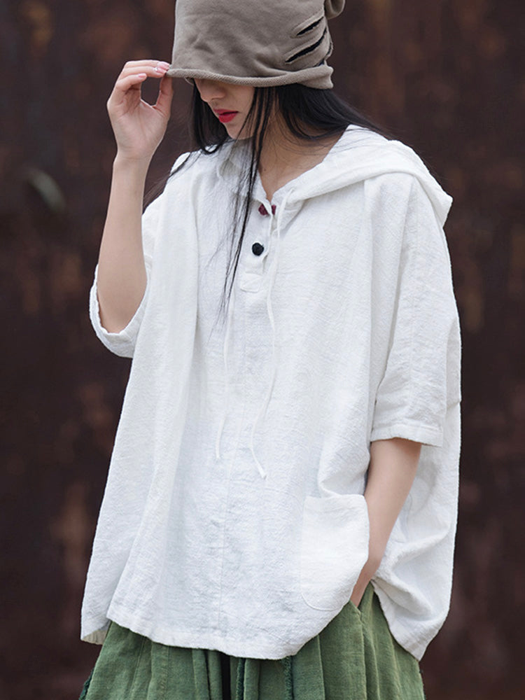 Damen Oversize Hoodie aus Baumwolle und Leinen für den Alltag