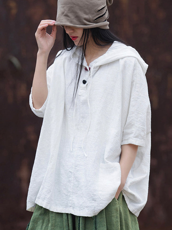 Damen Oversize Hoodie aus Baumwolle und Leinen für den Alltag