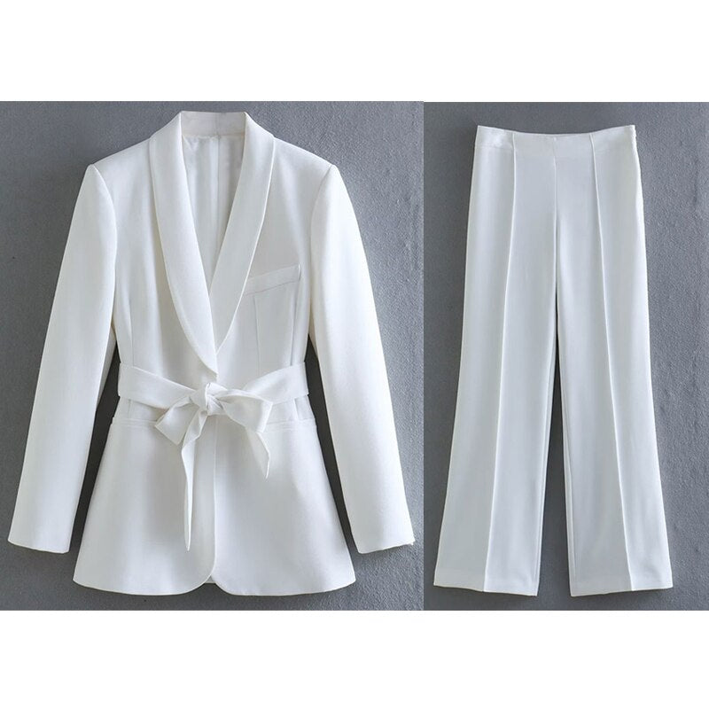 Women's Elegant Two-Piece Suit White