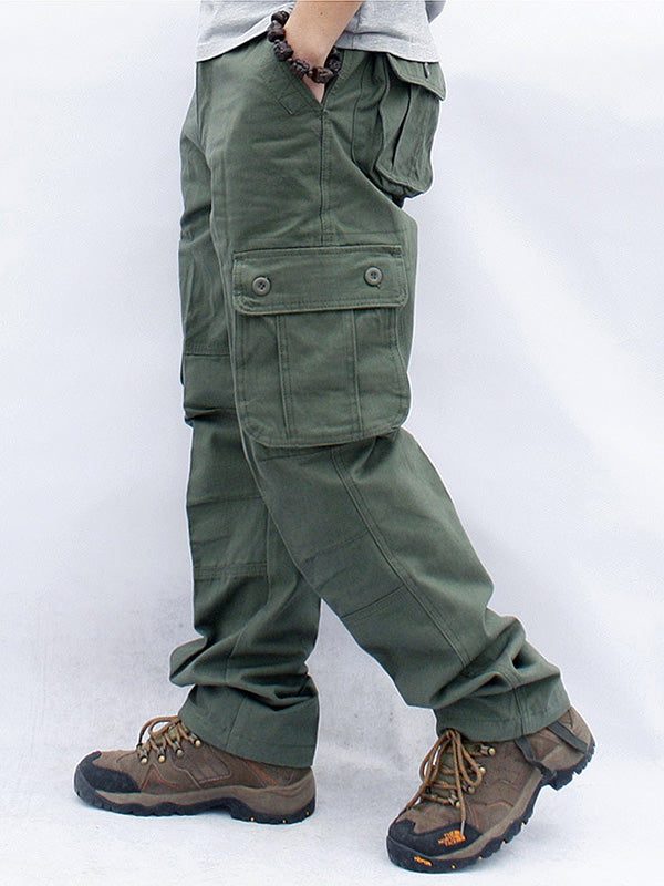 Men's Casual Straight Cargo Pants with 6 Pockets