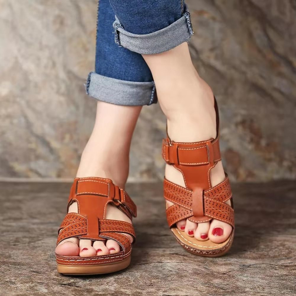 Women's Orthopedic Leather Sandals with Arch Support and Comfort-MODAUTLET