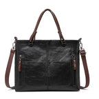 Elegant Leather Shoulder Bag Durable Everyday Companion Black