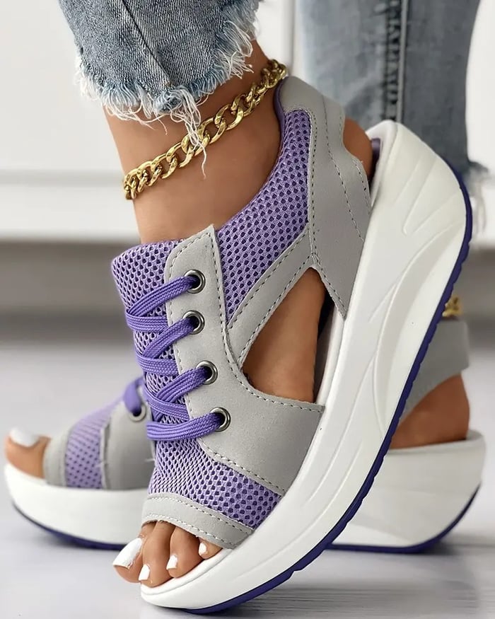 Women's Stylish Orthopedic Sandals with Contrast Panels-MODAUTLET