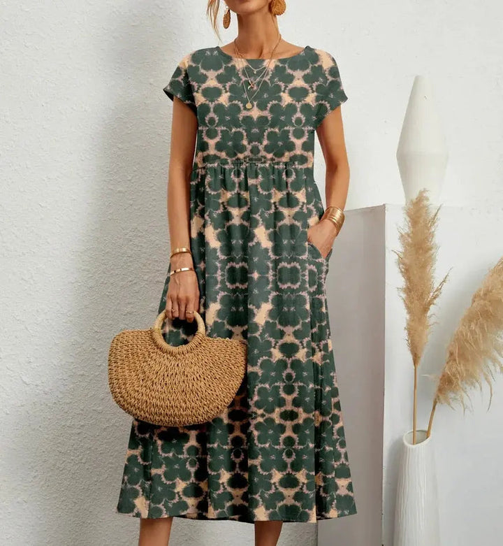 Women's Elegant Floral A-Line Summer Dress-MODAUTLET