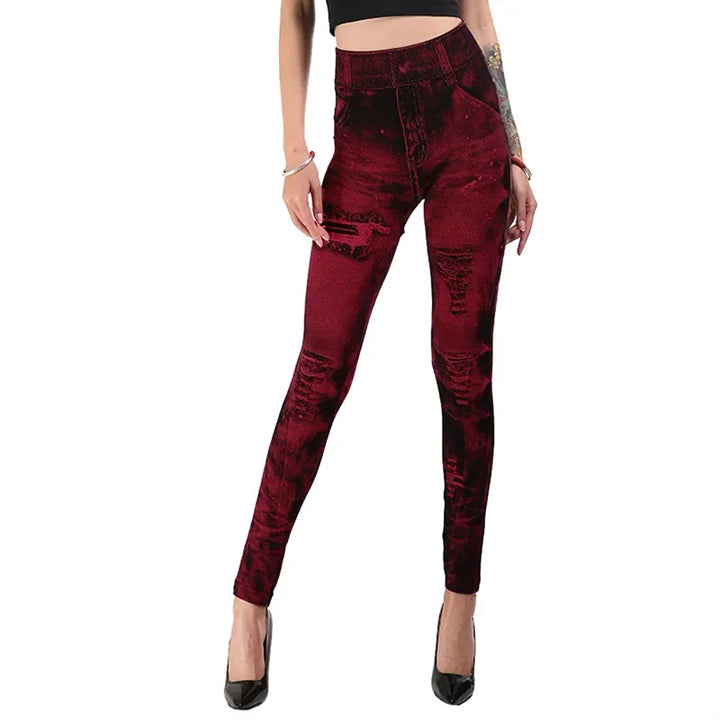 Women's High Waisted Stretch Leggings Imitation Jeans for Casual Wear