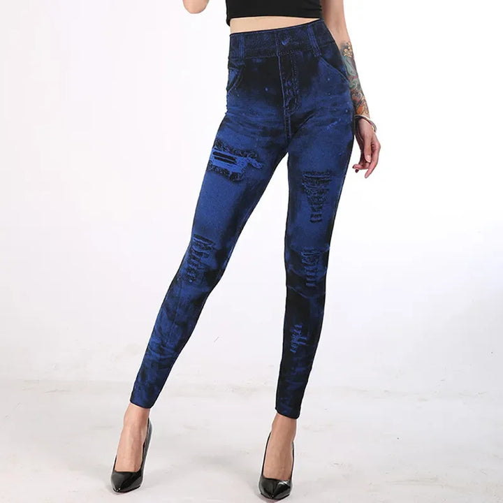 Women's High Waisted Stretch Leggings Imitation Jeans for Casual Wear