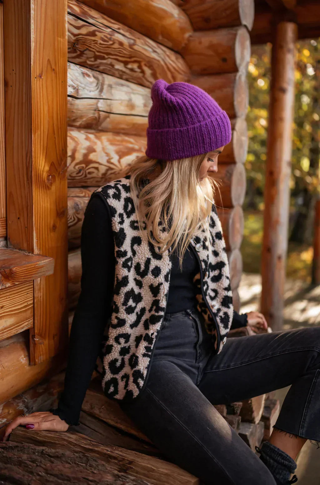 Colete com padrão de leopardo para mulher