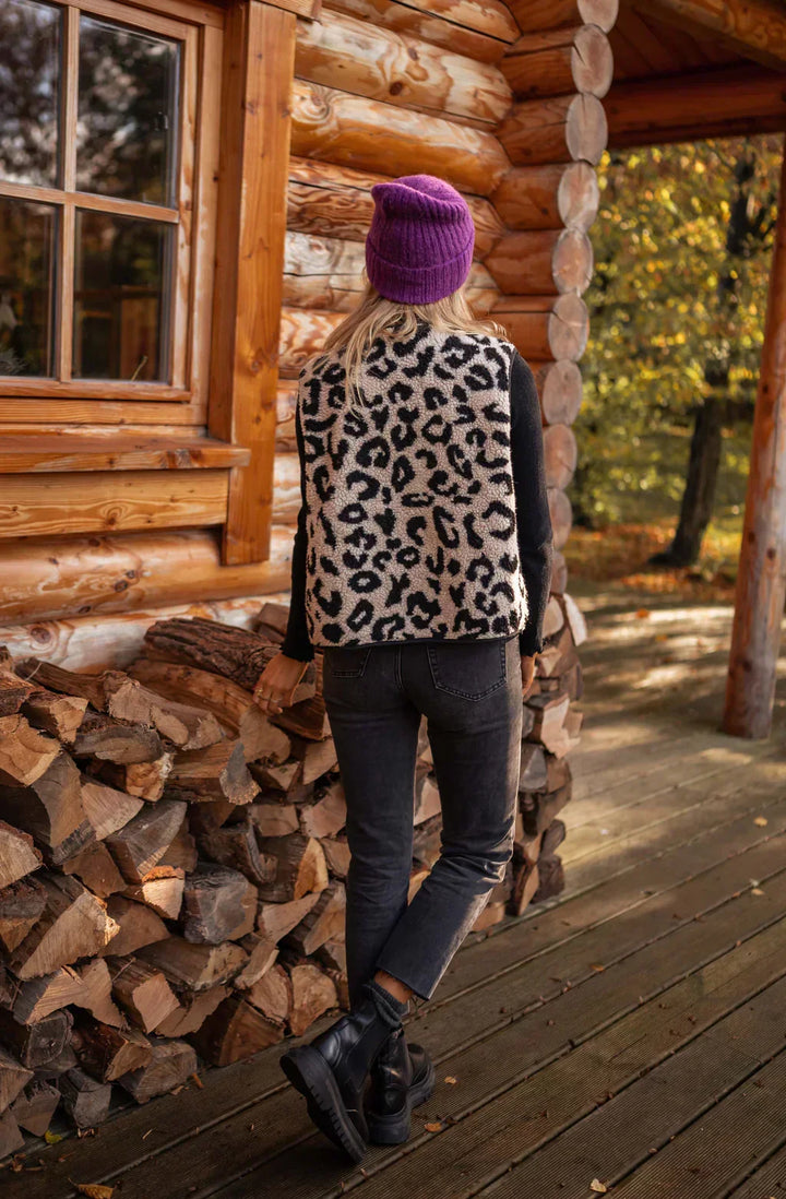 Colete com padrão de leopardo para mulher