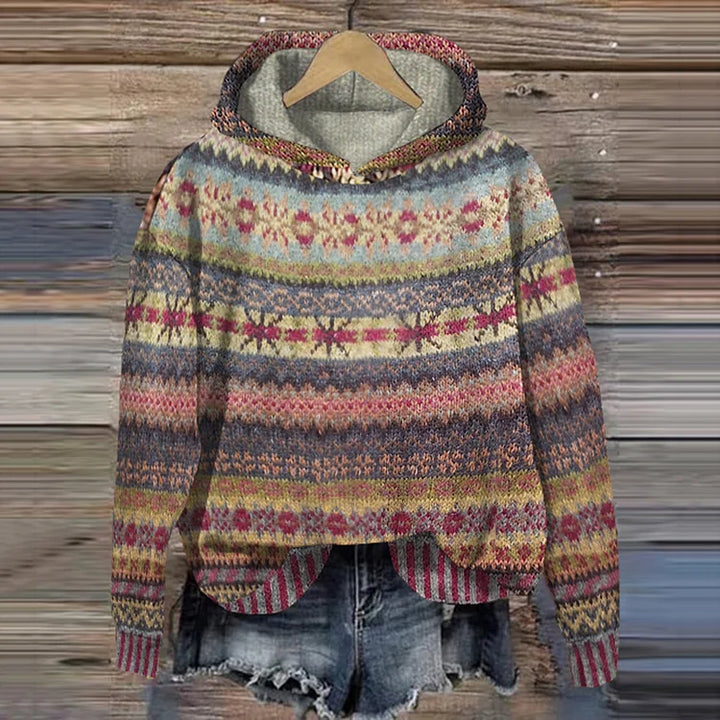 Tovira | Sudadera con capucha retro étnica para mujer