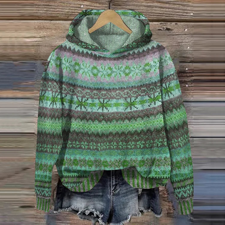 Tovira | Sudadera con capucha retro étnica para mujer