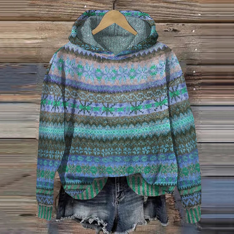 Tovira | Sudadera con capucha retro étnica para mujer