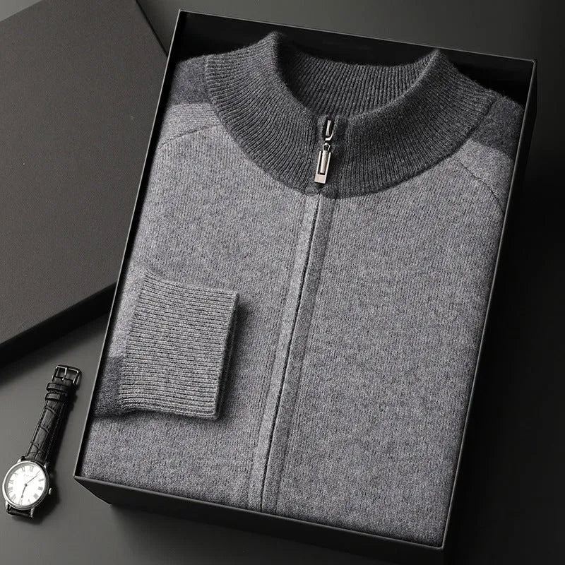 Wool Full-Zip Jacket Set Gray