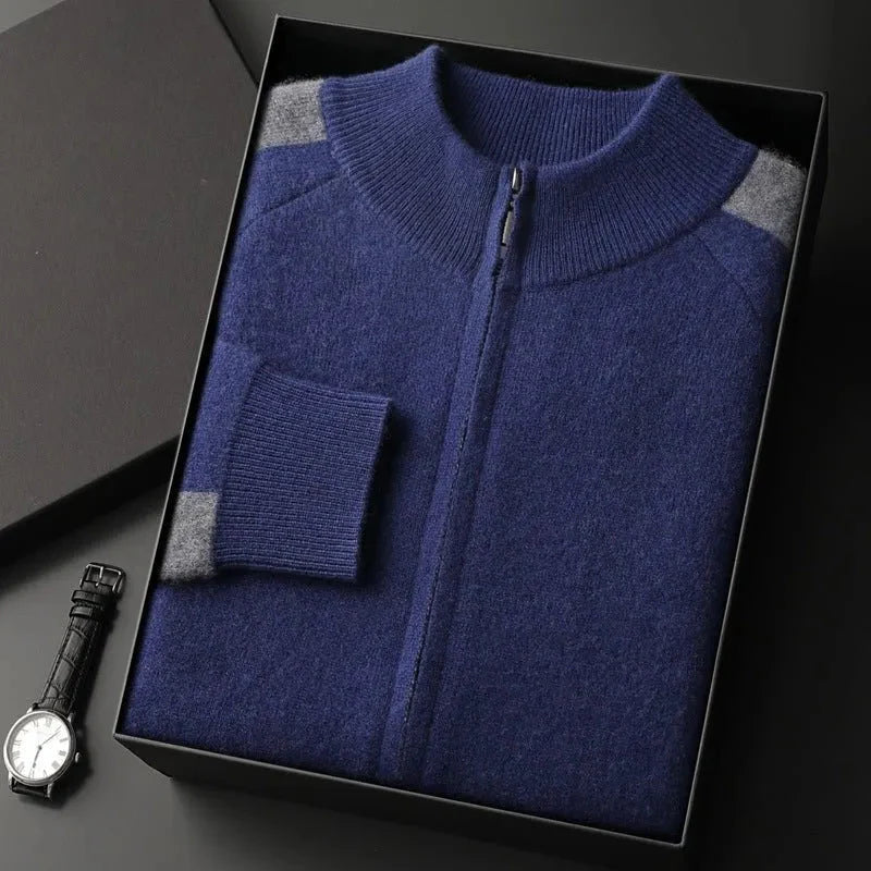 Wool Full-Zip Jacket Set Navy