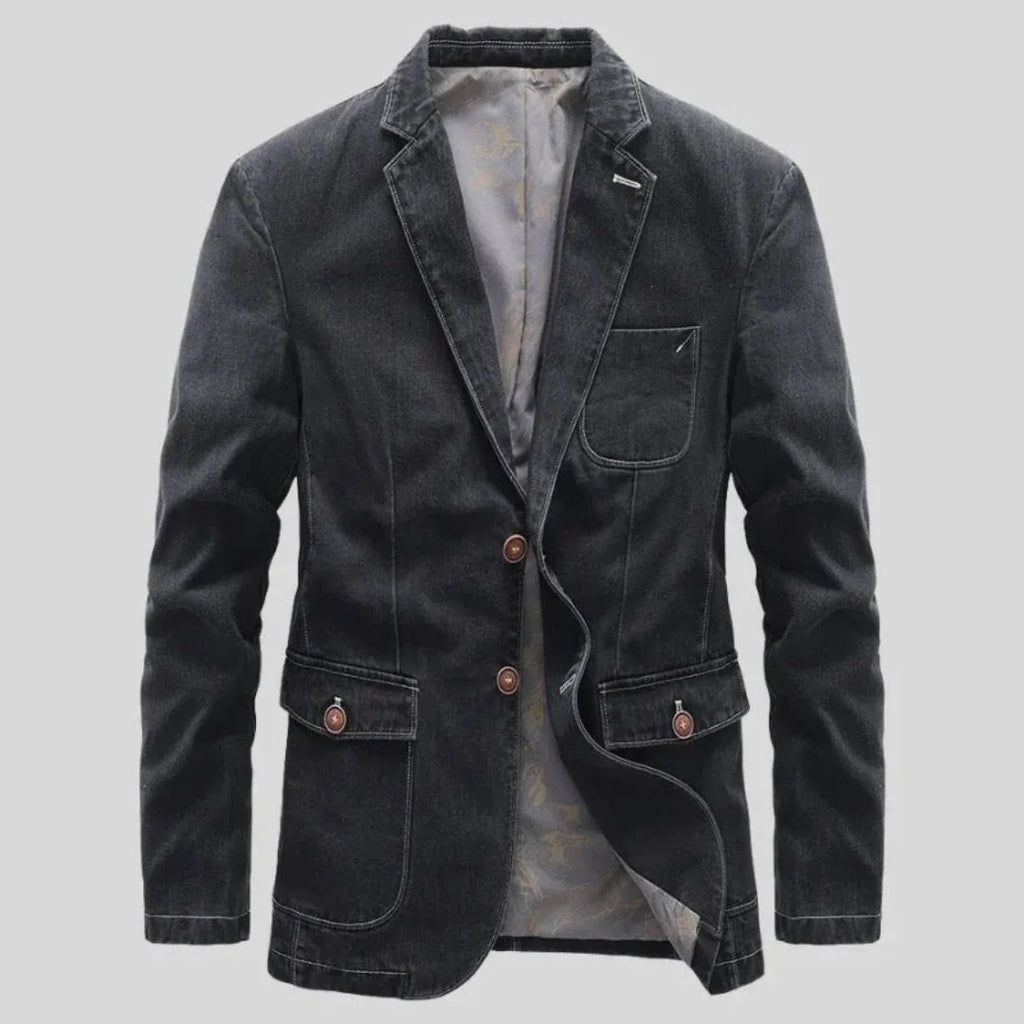 Rugged Denim Blazer for Men Black
