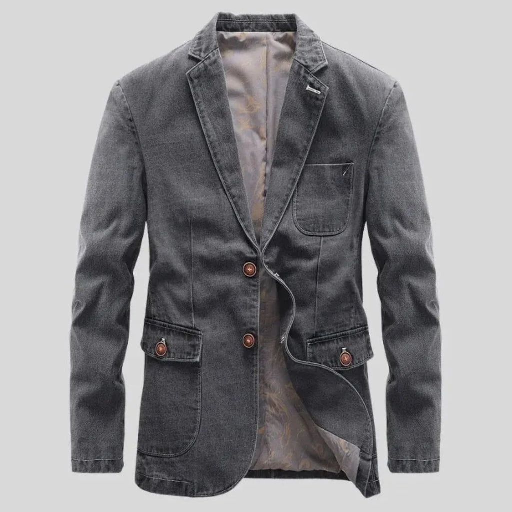 Rugged Denim Blazer for Men Gray