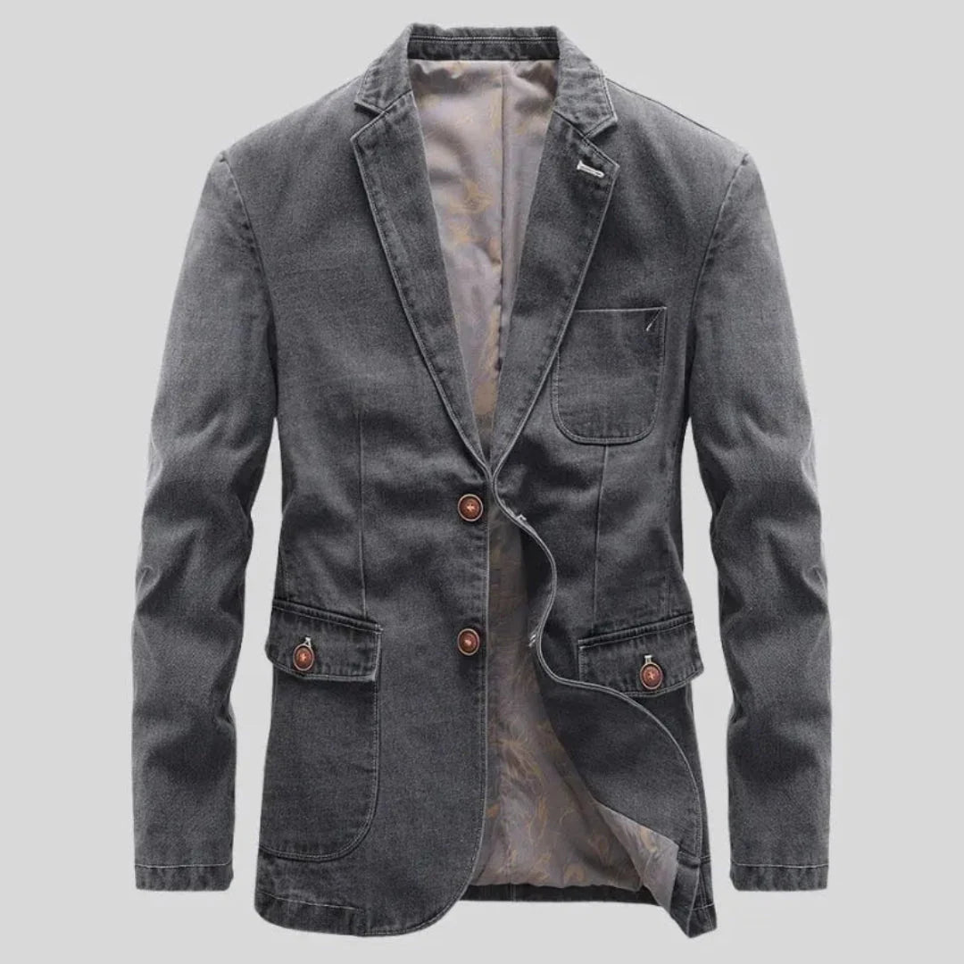 Rugged Denim Blazer for Men-MODAUTLET