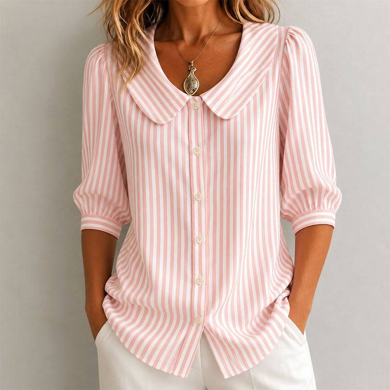 Alaina | Women's Striped Peter Pan Collar Top-MODAUTLET