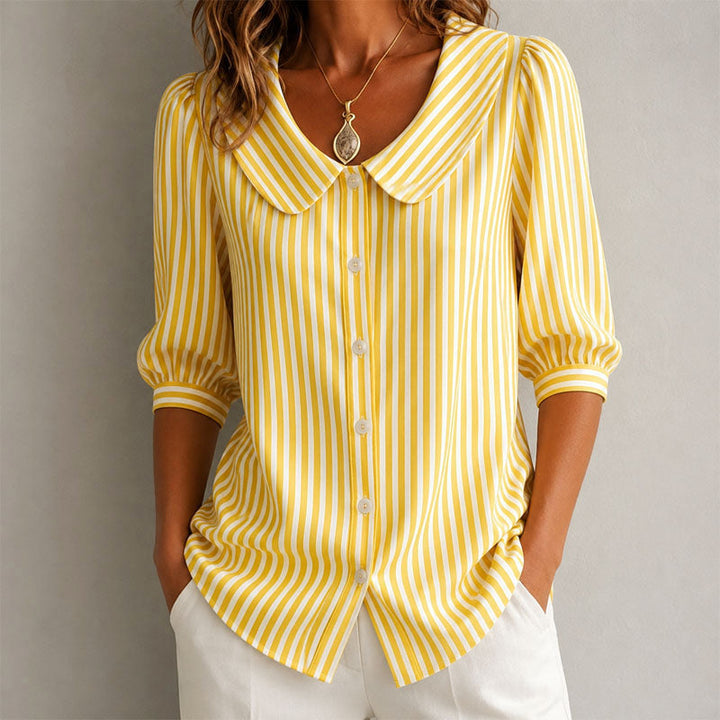 Alaina | Women's Striped Peter Pan Collar Top-MODAUTLET
