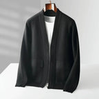 Virgin Wool Cardigan for Men Black