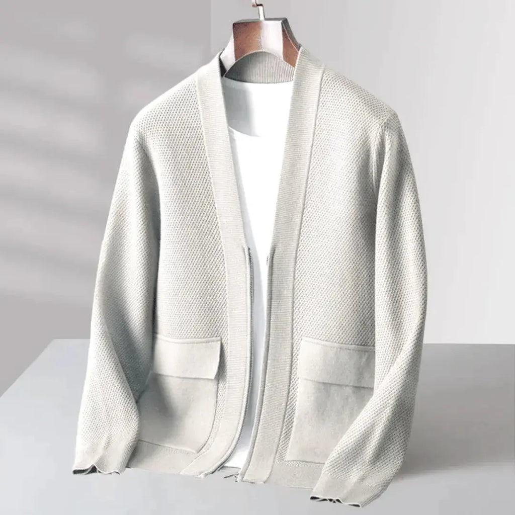 Virgin Wool Cardigan for Men White