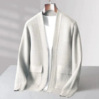 Virgin Wool Cardigan for Men White