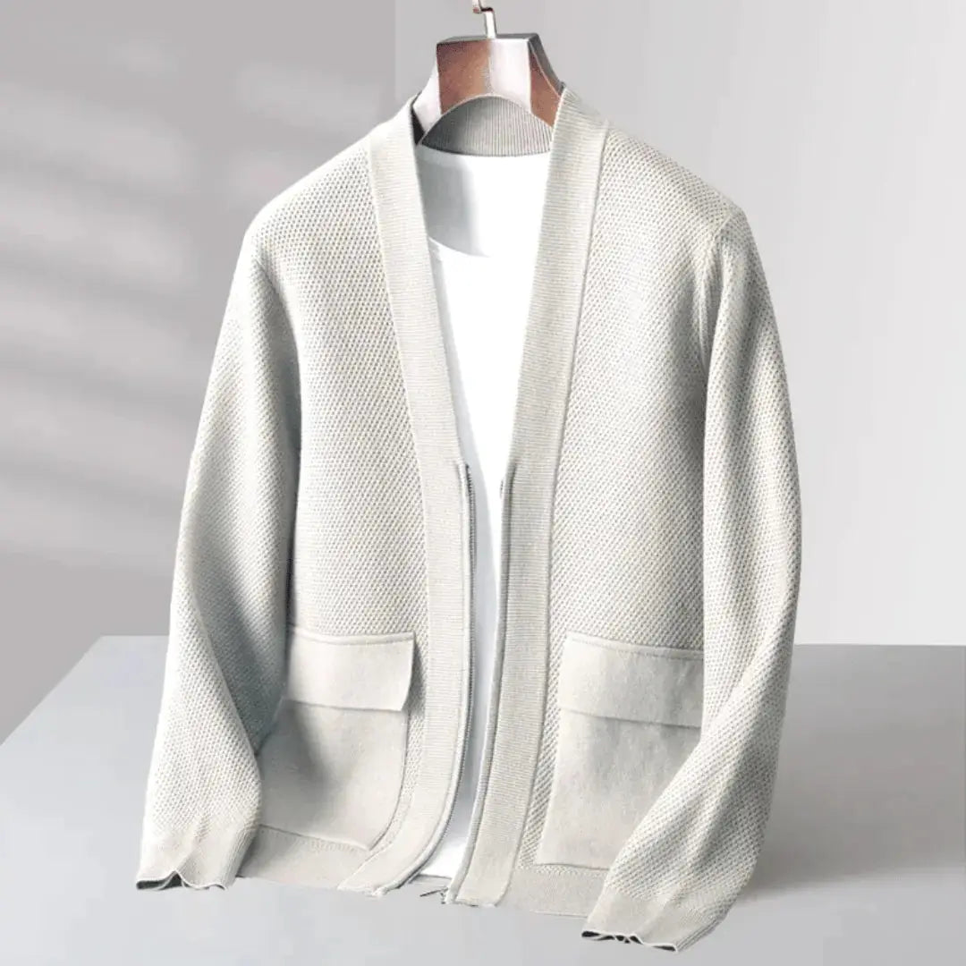 Virgin Wool Cardigan for Men White