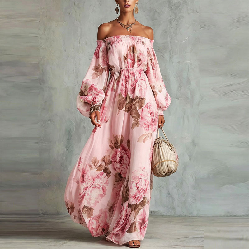 Alivia | Women's Off-Shoulder Floral Maxi Dress-MODAUTLET
