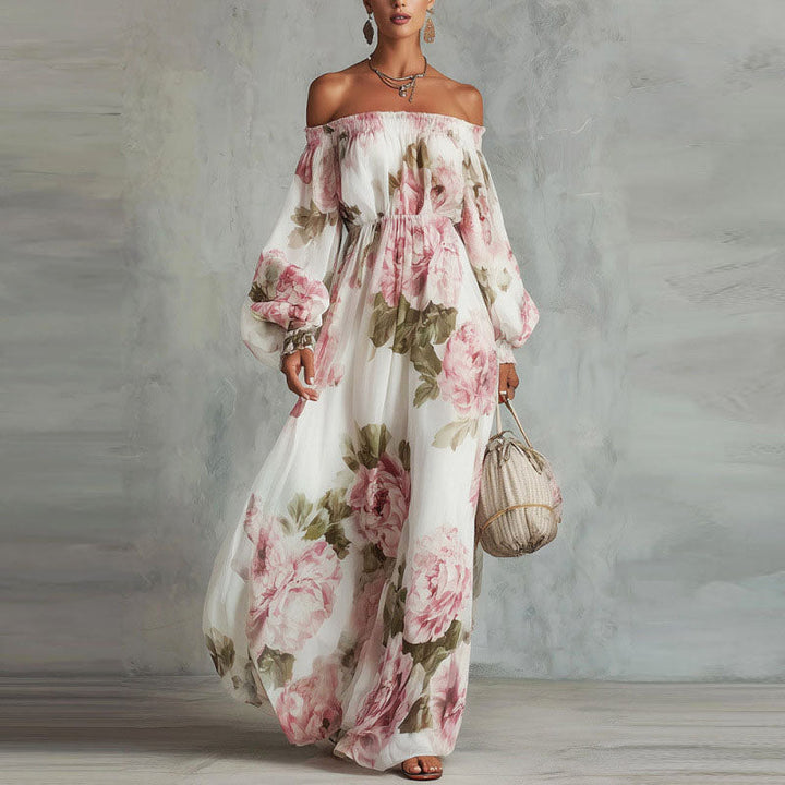 Alivia | Women's Off-Shoulder Floral Maxi Dress-MODAUTLET