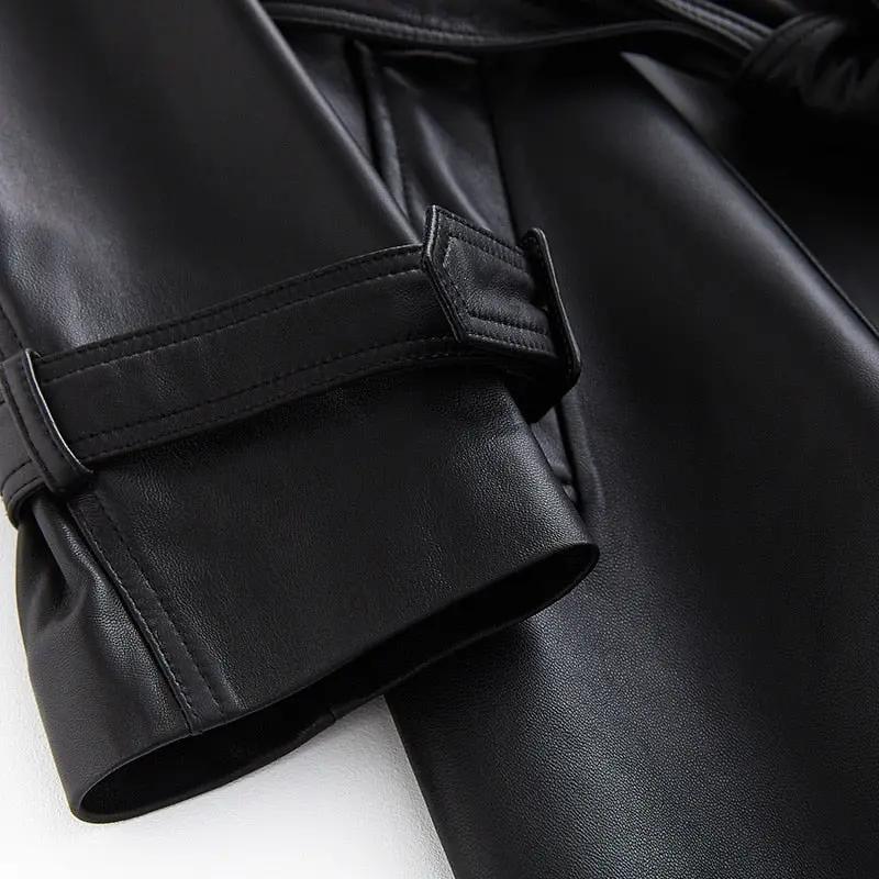 Allure Leather Long Coat for Women
