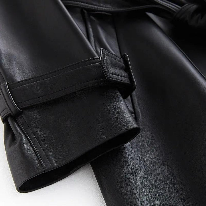 Allure Leather Long Coat for Women