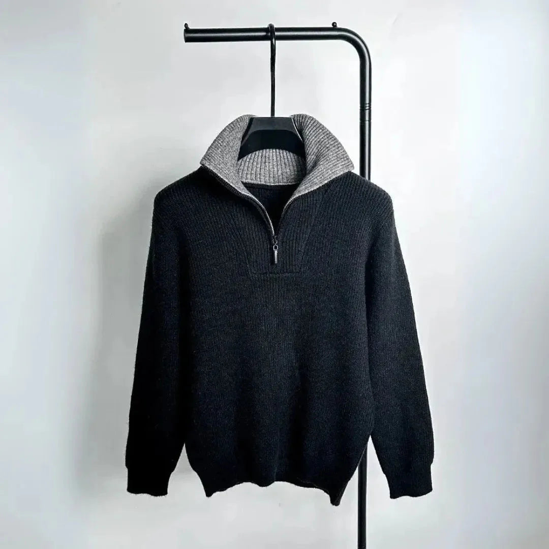 Alpine Quarter-Zip Sweater for Men Black