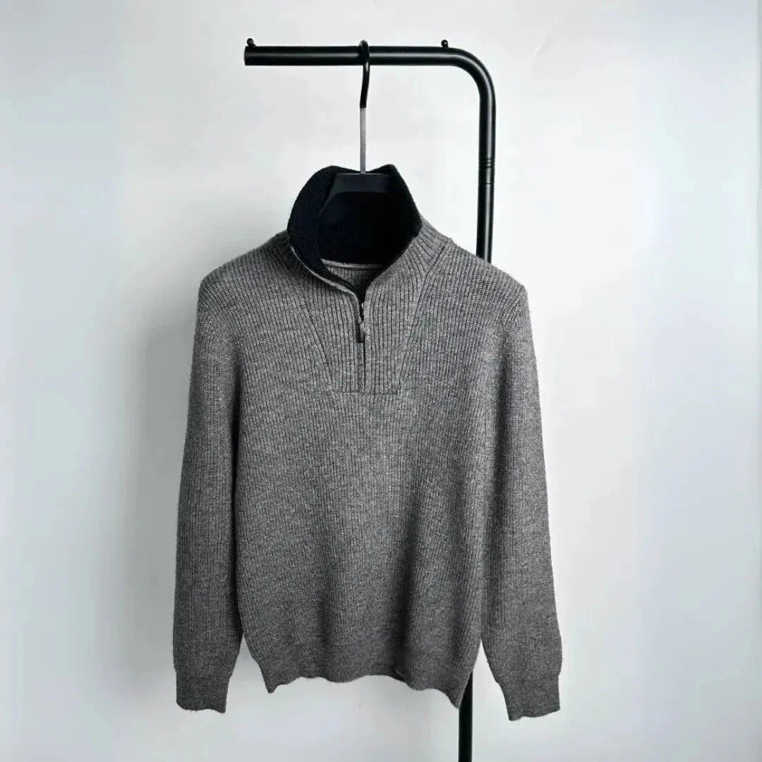 Alpine Quarter-Zip Sweater for Men Gray