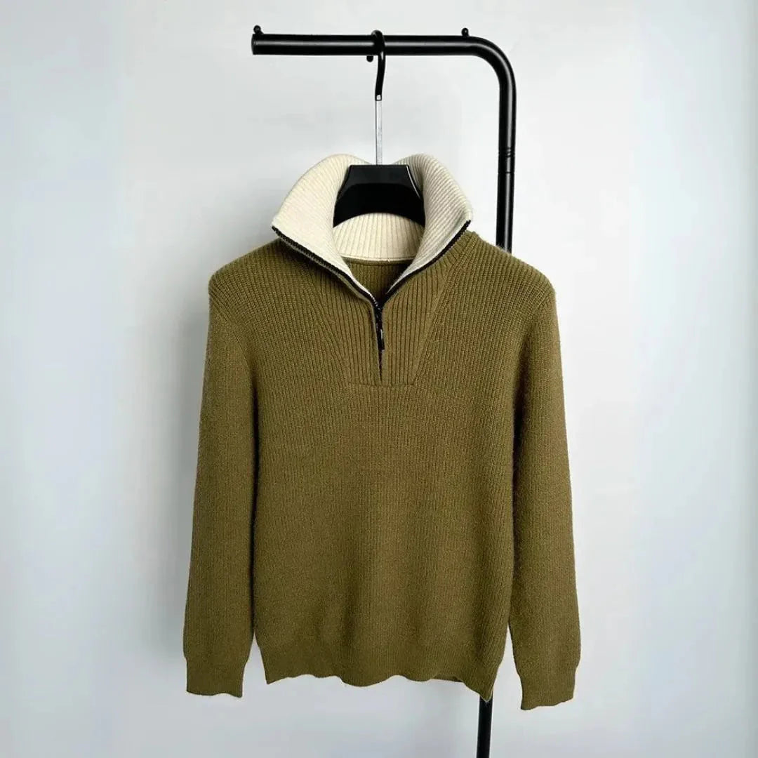 Alpine Quarter-Zip Sweater for Men Green