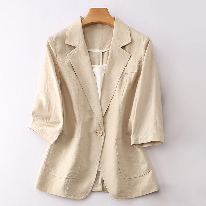 Linen Blazer for Effortless Style Beige
