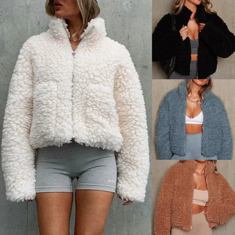 Amira Cropped Teddy Jacket