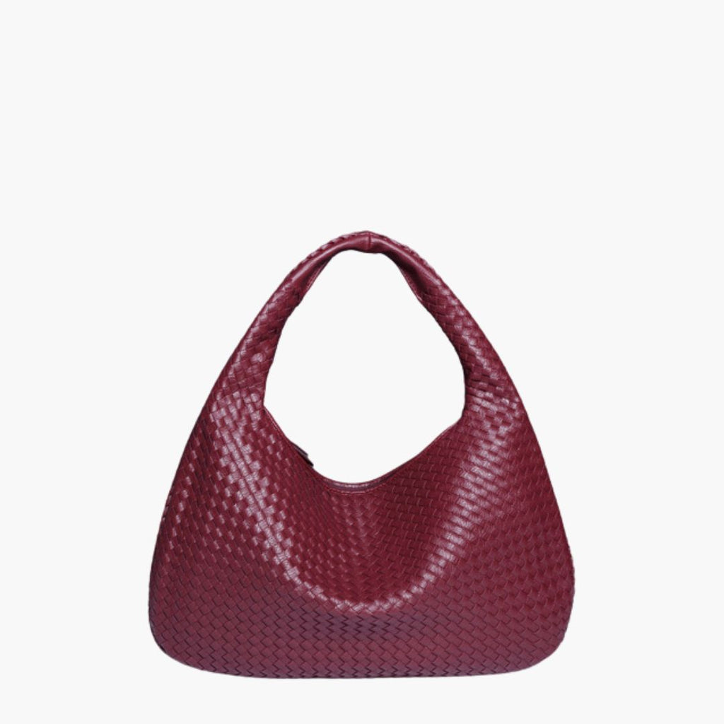 Chic Vegan Leather Hobo Bag Wine red