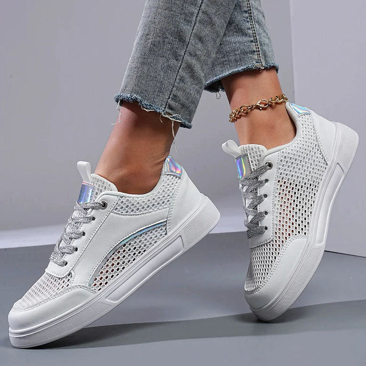 Andrea | Women's Metallic Detail Mesh Athletic Shoes-MODAUTLET