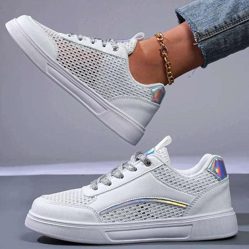Andrea | Women's Metallic Detail Mesh Athletic Shoes-MODAUTLET