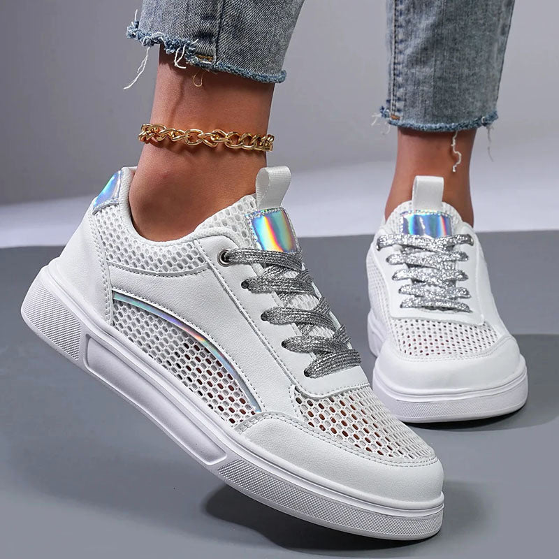 Andrea | Women's Metallic Detail Mesh Athletic Shoes-MODAUTLET